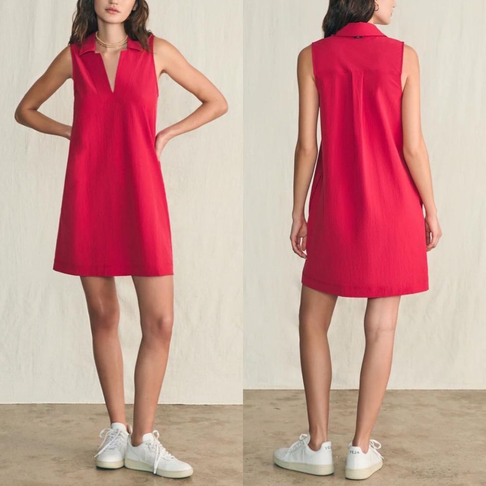 Faherty All Day Lightweight Polo Athletic Mini Dress - Pink | Size XS